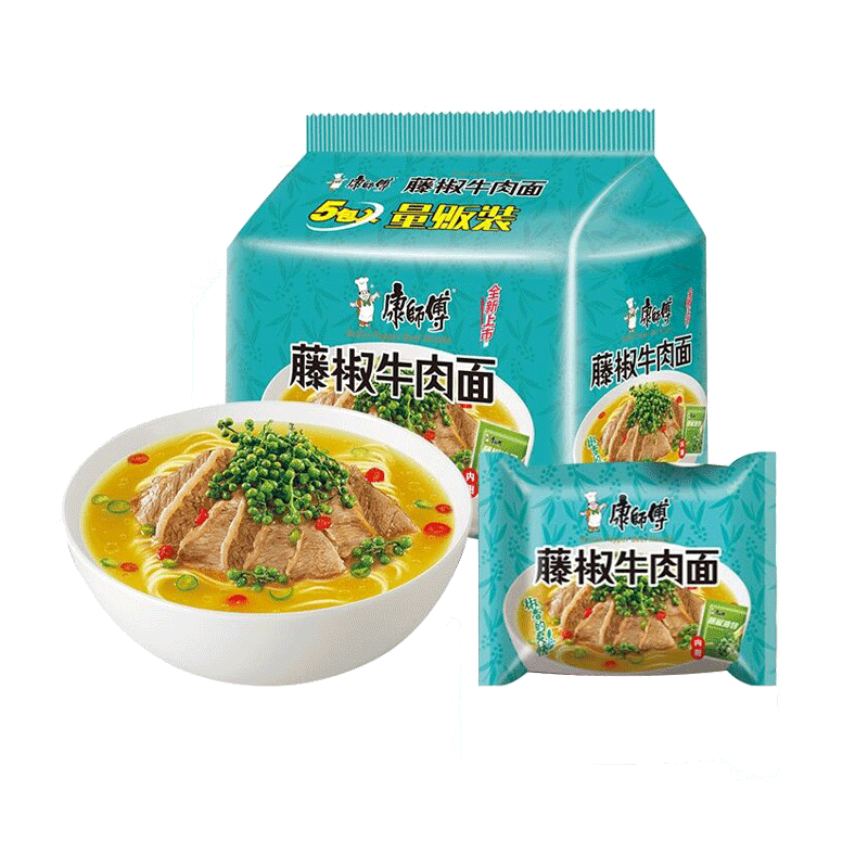 Master Kong Instant Noodle Artificial Green Sichuan Pepper Beef Flavour 103g*5-eBest-Instant Noodles,Instant food