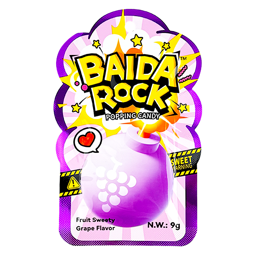 Baida Rock Popping Candy Grape Flavour 9g-eBest-Half Price,Confectionery,Snacks & Confectionery