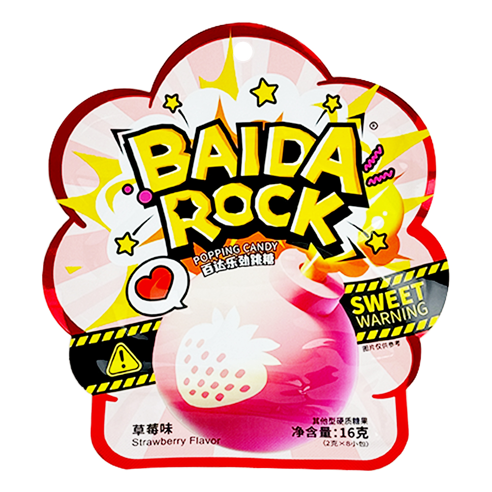 Baida Rock Popping Candy strawberry Flavour 16g-eBest-Confectionery,Snacks & Confectionery