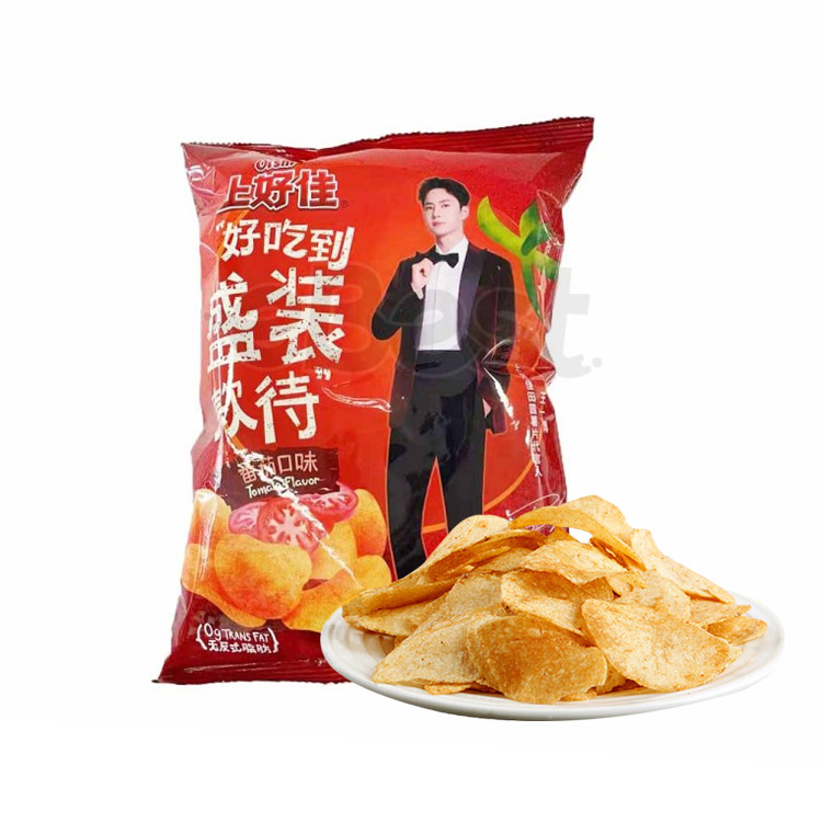 Oishi Potato Chips Tomato Flavour 80g-eBest-Chips,Snacks & Confectionery