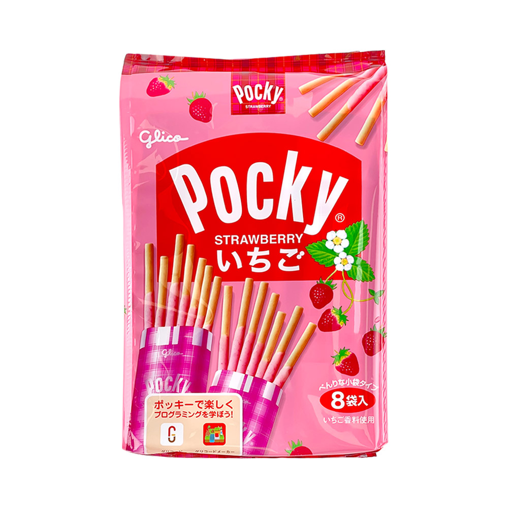 Glico Pocky Strawberry Flavor 8 packs 108.8g-eBest-Biscuits,Snacks & Confectionery