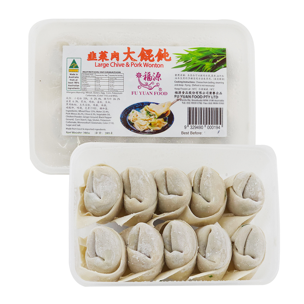 Fu Yuan Frozen Large Chive & Pork Wonton 280g-eBest-Dumplings,Frozen food