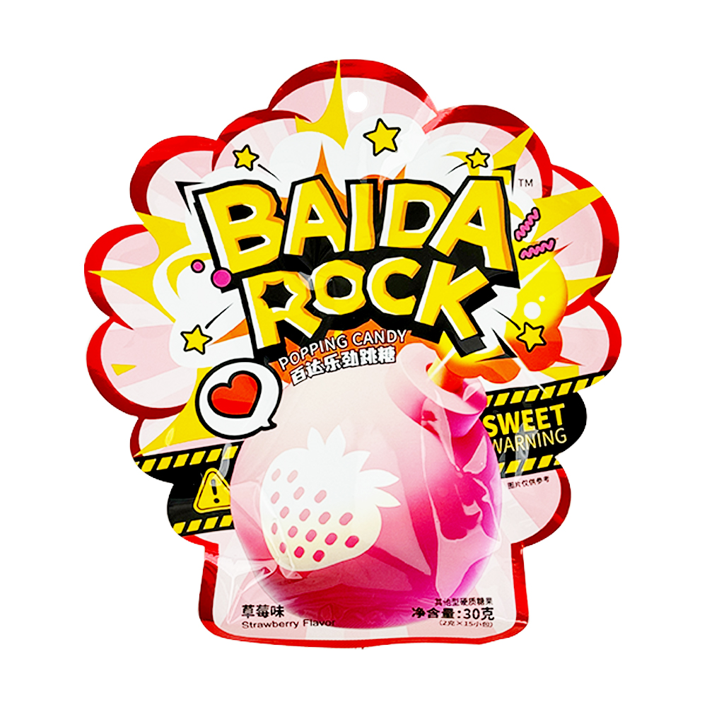 Baida Rock Popping Candy strawberry Flavour 30g-eBest-Confectionery,Snacks & Confectionery