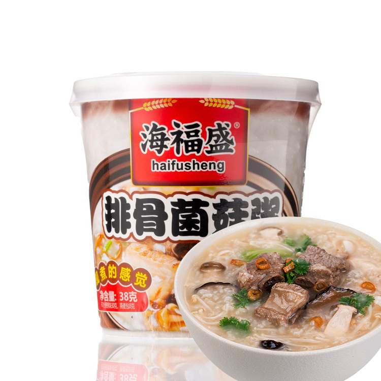 Haifusheng Pork Ribs with Mushroom Congee 38g-eBest-Instant porridge rice soup,Instant food