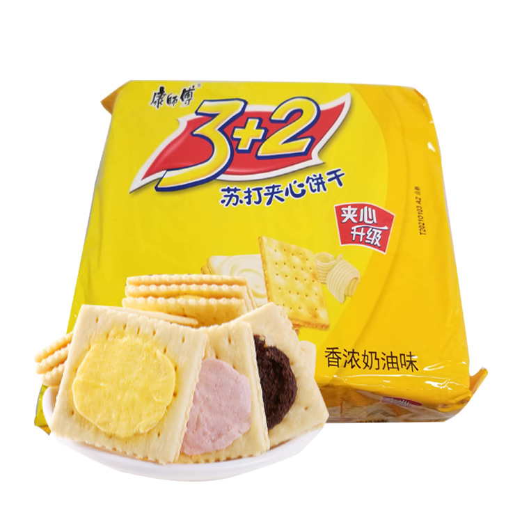 Master Kong 3+2 soda sandwich biscuit (fragrant cream Flavour) 375g-eBest-Biscuits,Snacks & Confectionery