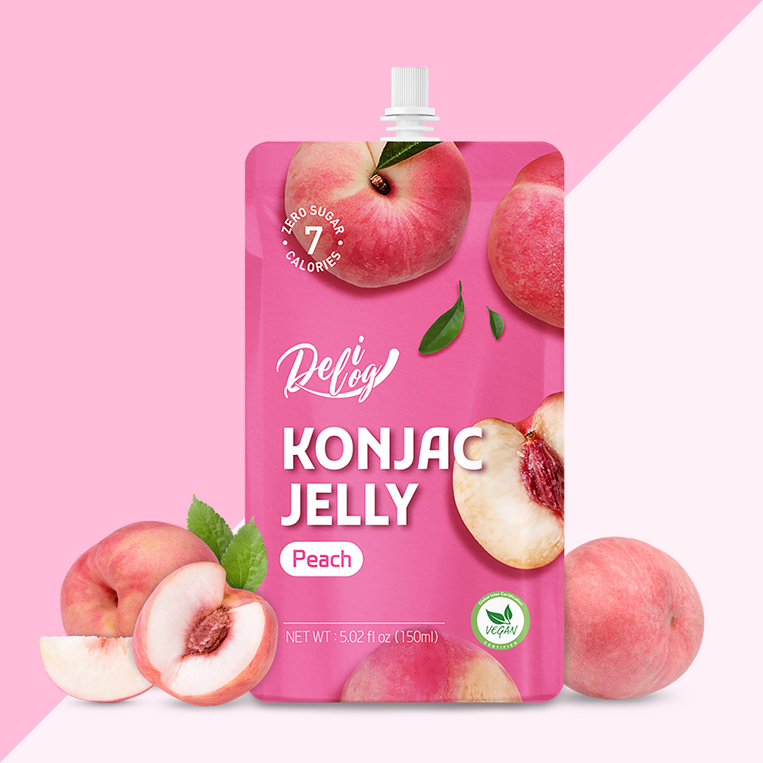 Delilog Konjac Jelly Peach Flavour150ml Zero Sugar-eBest-Confectionery,Snacks & Confectionery