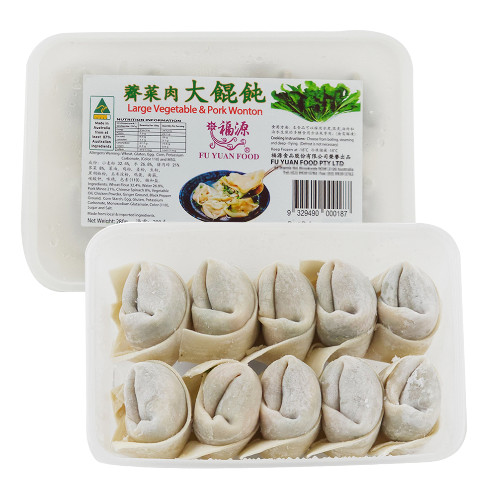 Fu Yuan Frozen Large Vegetable & Pork Wonton 280g-eBest-Dumplings,Frozen food