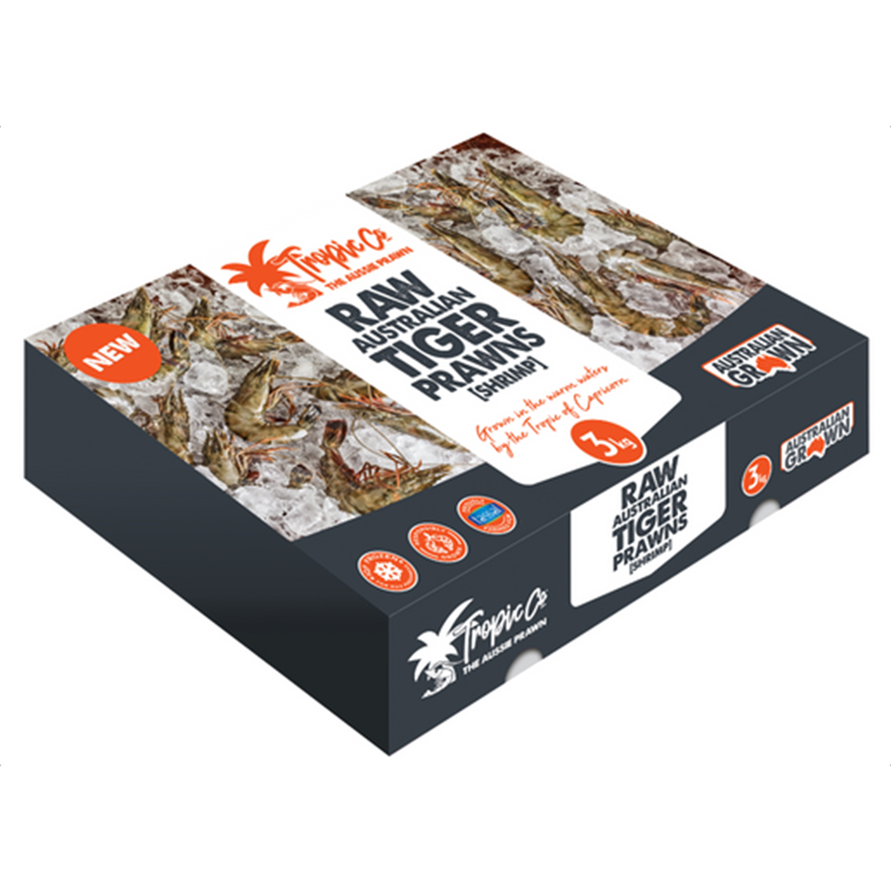 Tropic Co Fresh Frozen Black Tiger Prawns Xl Size 3kg-eBest-Prawns & Crabs,Seafood-other brands