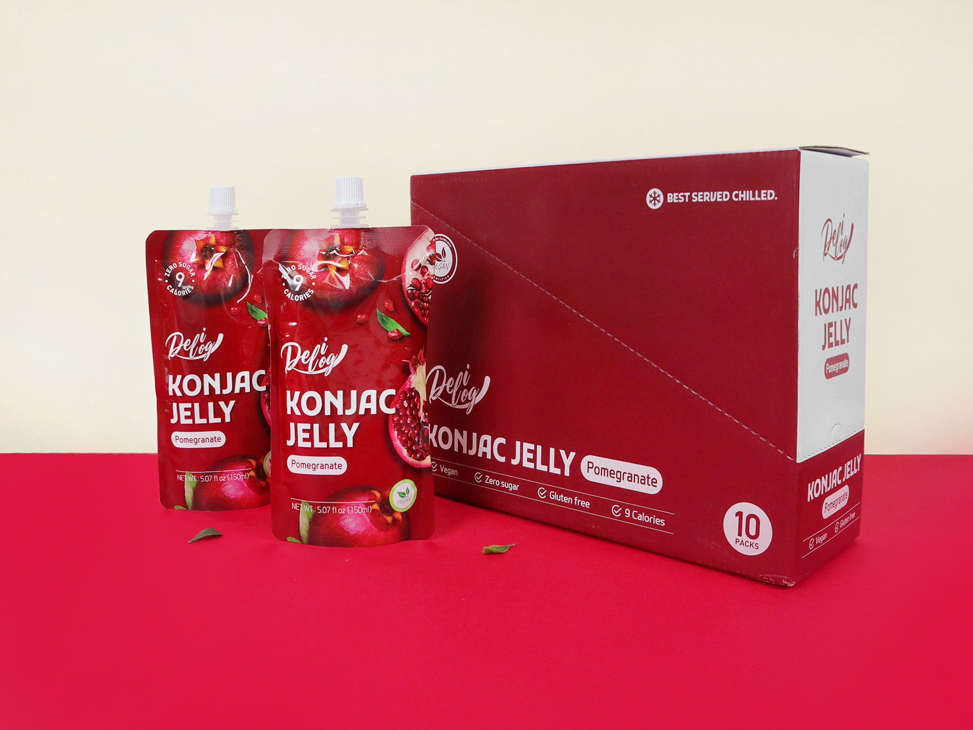 Delilog Konjac Jelly Pomegranate Flavour150ml*10 Zero Sugar-eBest-Confectionery,Snacks & Confectionery