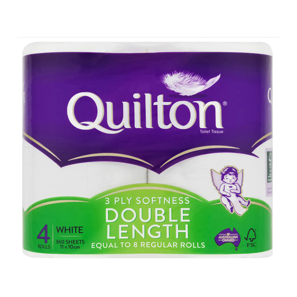 Quilton 3 Ply Double Length Toilet Tissue (360 Sheets per Roll, 11cm x 10cm), Pack of 40 Rolls-eBest-Cleaning & Maintenance,Home & Lifestyle