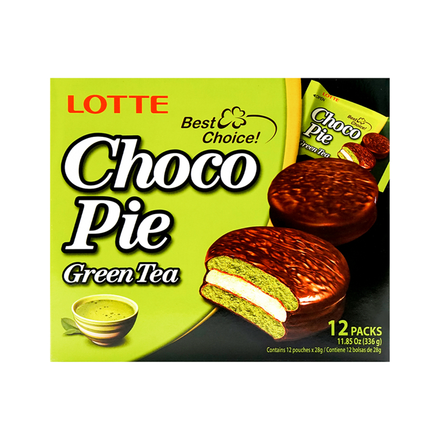 Lotte choco pie green tea 336g 12pcs-eBest-Biscuits,Snacks & Confectionery
