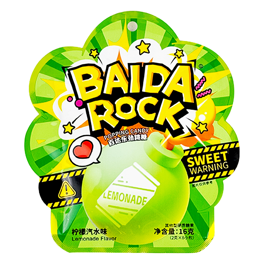 Baida Rock Popping Candy Lemonade Flavour 16g-eBest-Half Price,Confectionery,Snacks & Confectionery