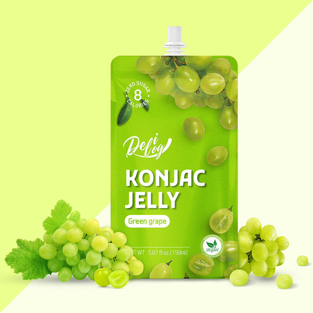 Delilog Konjac Jelly Green Grape Flavour150ml Zero Sugar-eBest-Confectionery,Snacks & Confectionery