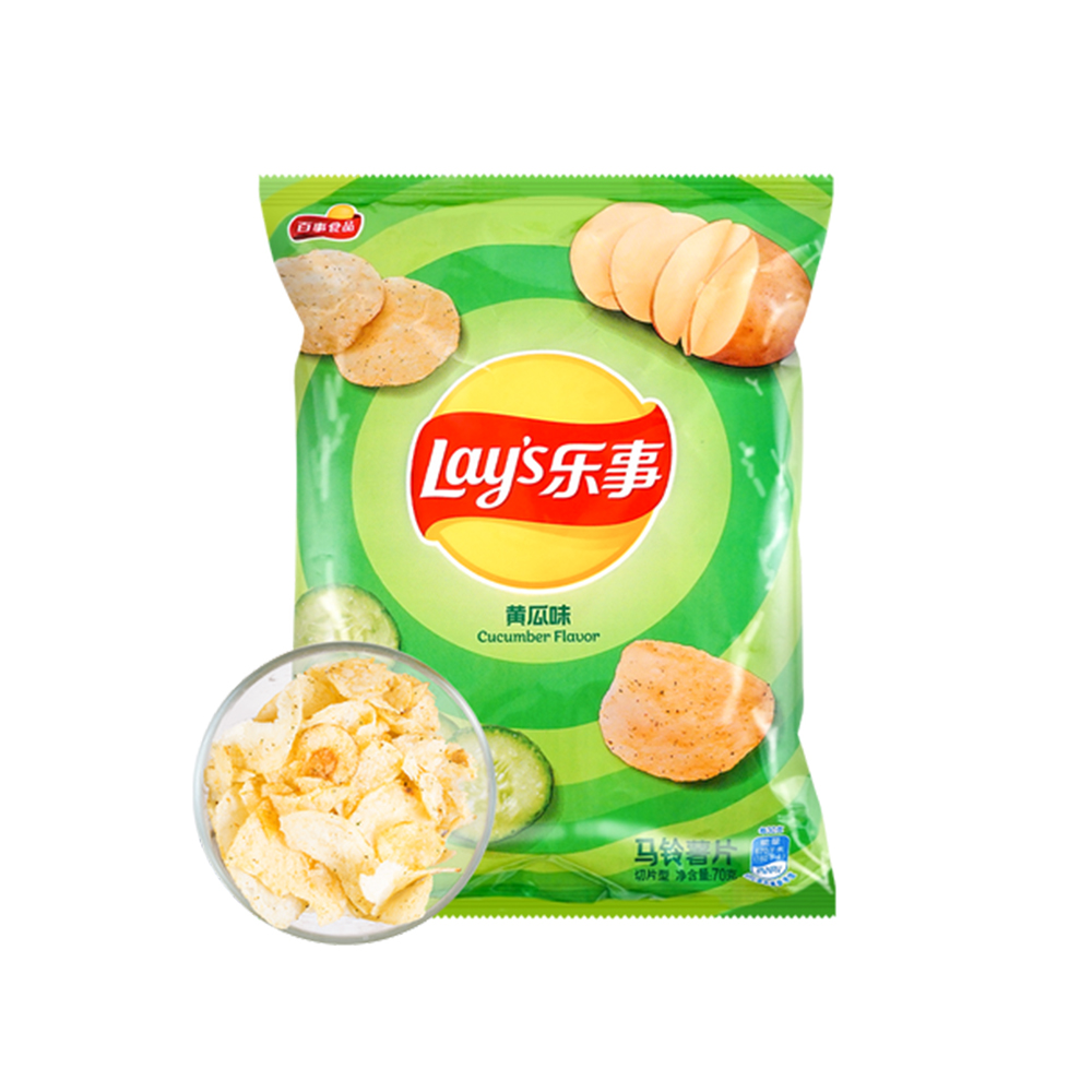 Lay's Crispy Potato Chips Cucumber Flavour 70g-eBest-Chips,Snacks & Confectionery
