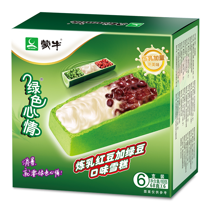 Mengniu Red Bean & Mung Bean With Condensed Milk Ice Bar 68g*6-eBest-Ice cream,Snacks & Confectionery