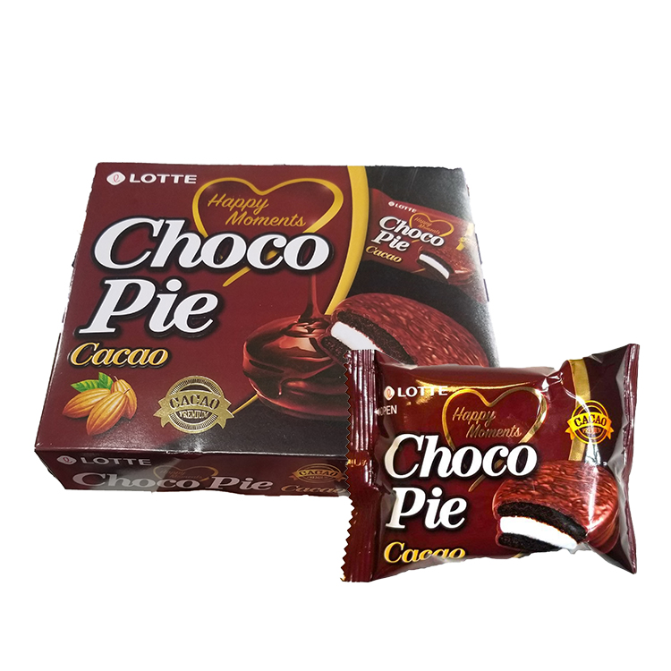 Lotte Choco Pie Cacao Flavour 28g*12-eBest-Biscuits,Snacks & Confectionery