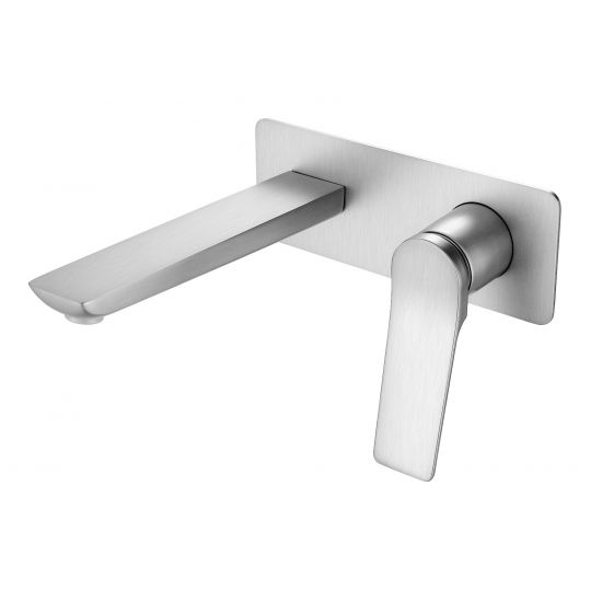 RUSHY Square Brushed Nickel Wall Mixer with Spout(color up)(with extension)