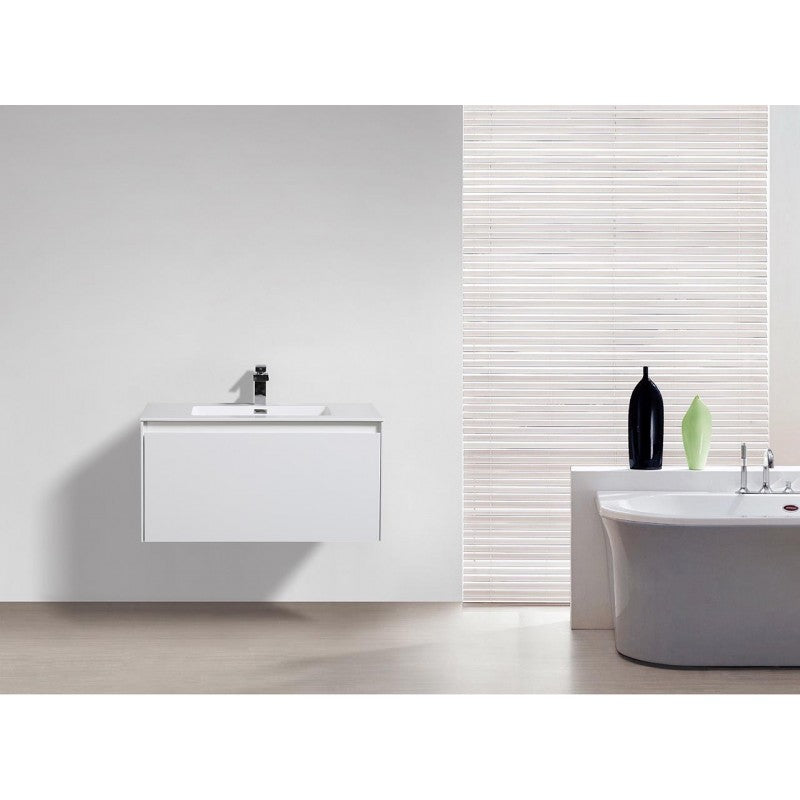 BelBagno PRADO GLOSS WHITE 900MM WALL HUNG-YT Bathroom