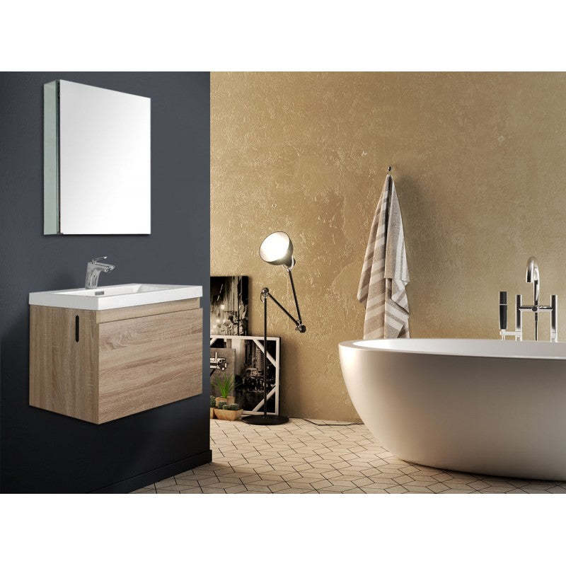 BelBagno Roxanne 600mm Wall Hung Vanity White Oak One Drawers One Tap Hole