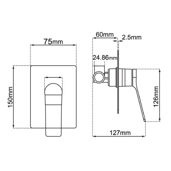 RUSHY Series Square Brushed Yellow Gold Built-in Shower Mixer(color up)
