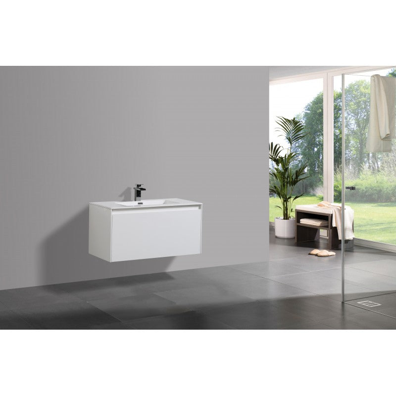 BelBagno PRADO GLOSS WHITE 900MM WALL HUNG-YT Bathroom