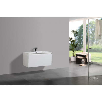 BelBagno PRADO GLOSS WHITE 900MM WALL HUNG-YT Bathroom