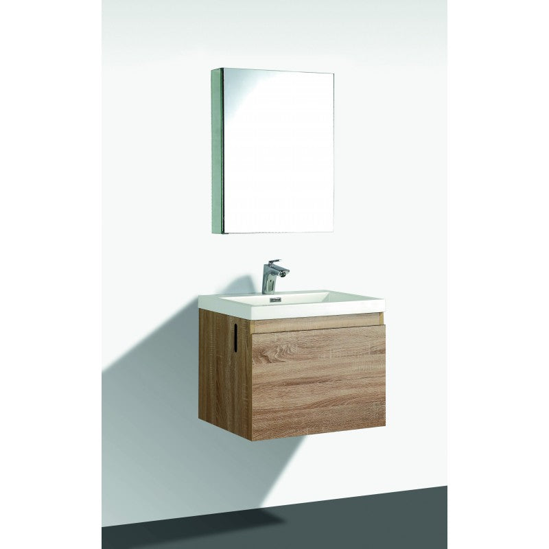 BelBagno Roxanne 600mm Wall Hung Vanity White Oak One Drawers One Tap Hole