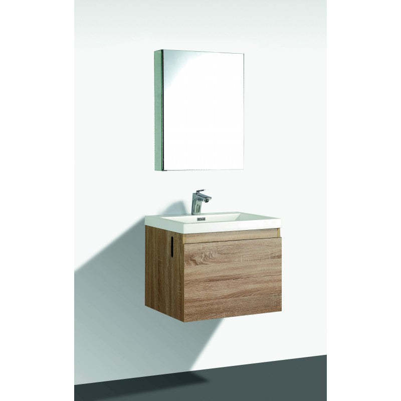 BelBagno Roxanne 600mm Wall Hung Vanity White Oak One Drawers One Tap Hole