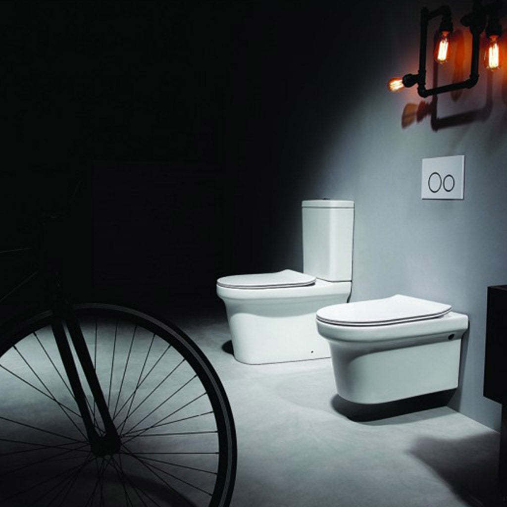 BelBagno Vella 835mm Nano Glaze Rimless Back To Wall White Ceramic Geberit Toilet Suite-YT Bathroom
