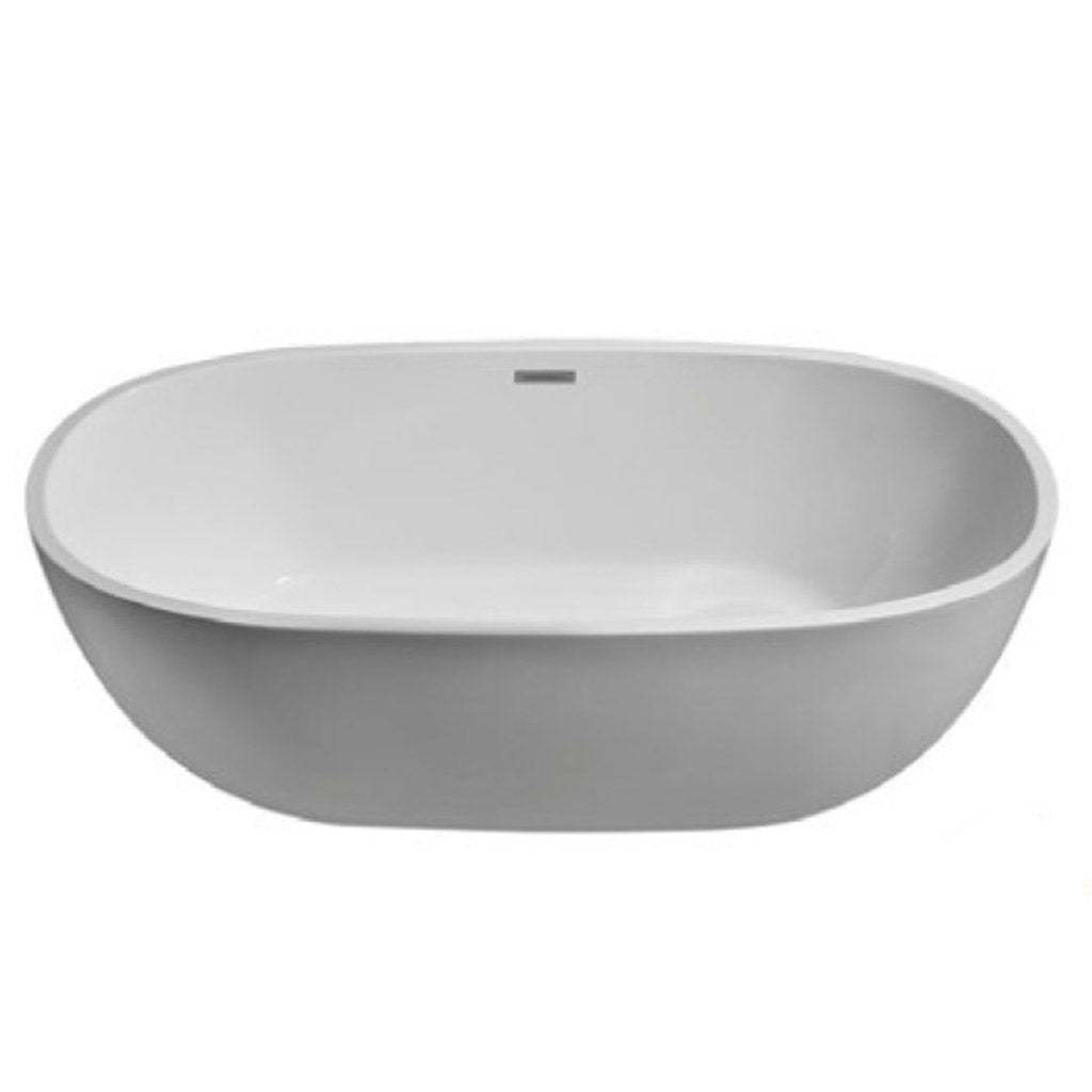 BelBagno ALLY 1500mm Freestanding Bathtub Acrylic Glossy White Oval Shape With Overflow-YT Bathroom