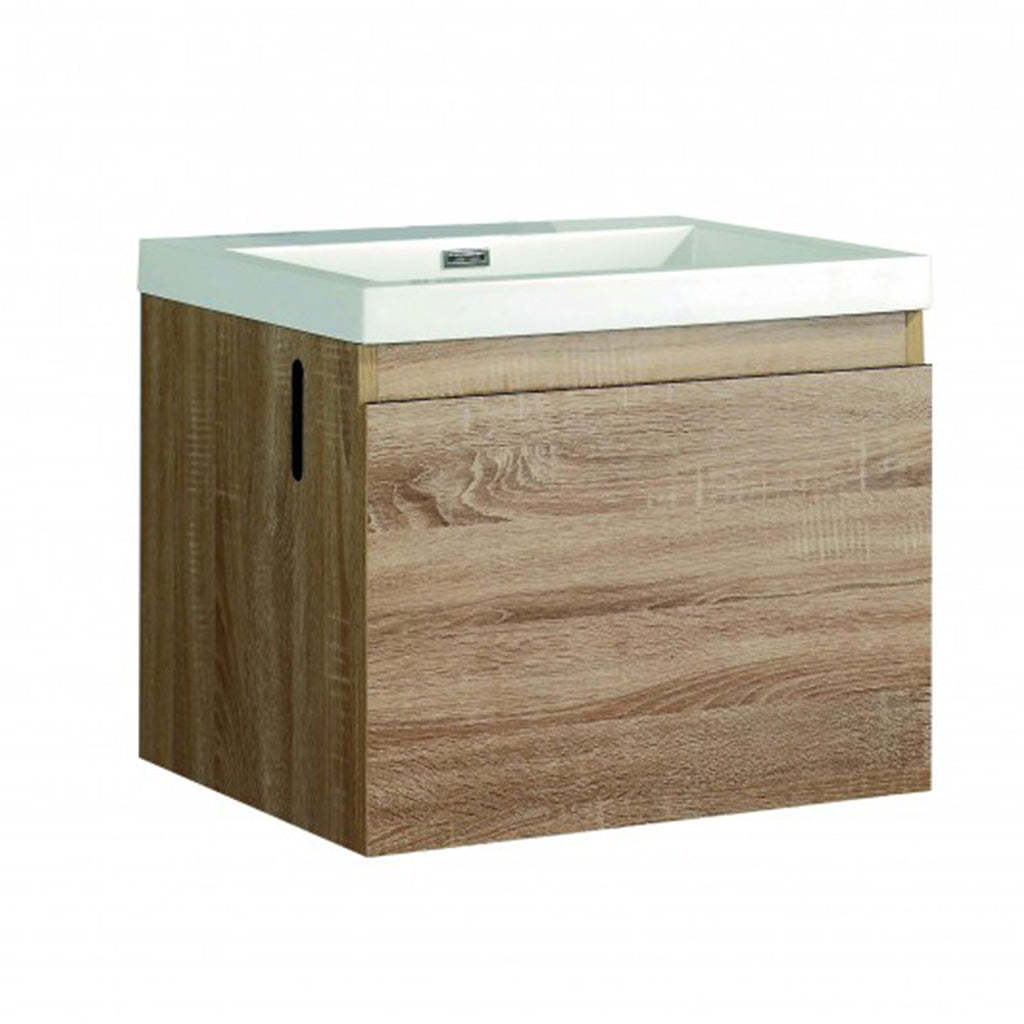 BelBagno Roxanne 600mm Wall Hung Vanity White Oak One Drawers One Tap Hole