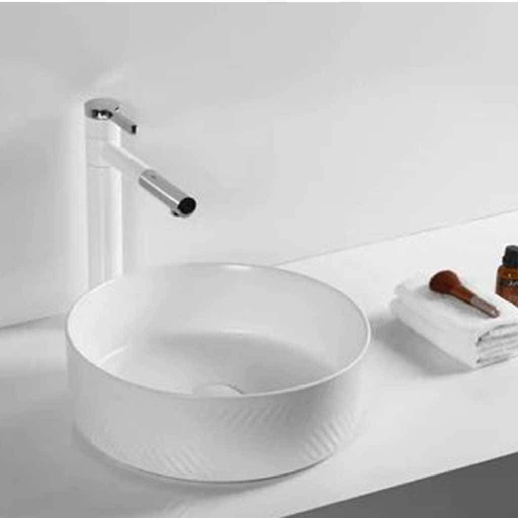 Infinity bathroom360*360*120mm Round Fine Ceramic Above Counter Basin Matt White No Overflow No Tap Hole-YT Bathroom
