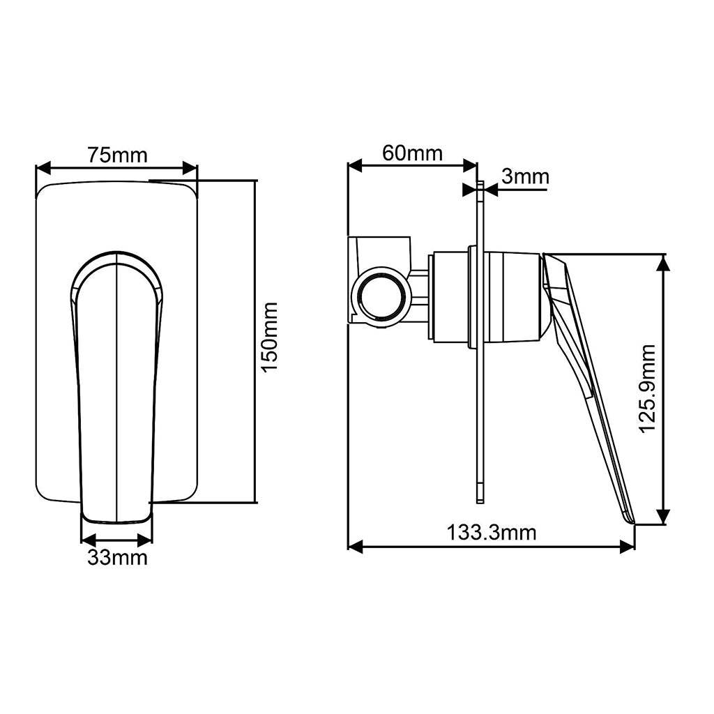 AU Series Square Black Shower/Bath Wall Mixer-YT Bathroom
