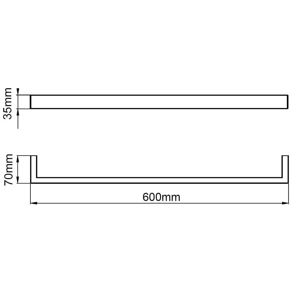IVANO Series Square Black Single Towel Rail 600mm-YT Bathroom