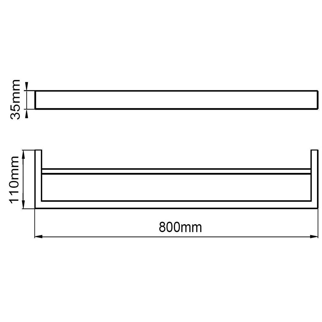 IVANO Series Square Brushed Nickel Double Towel Rail 800mm-YT Bathroom