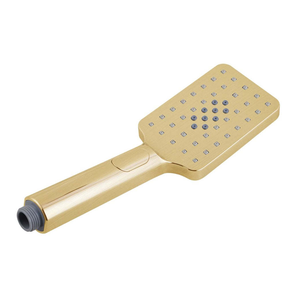 Square 3 Functions Brushed Brass Rainfall Handheld Shower Head-YT Bathroom