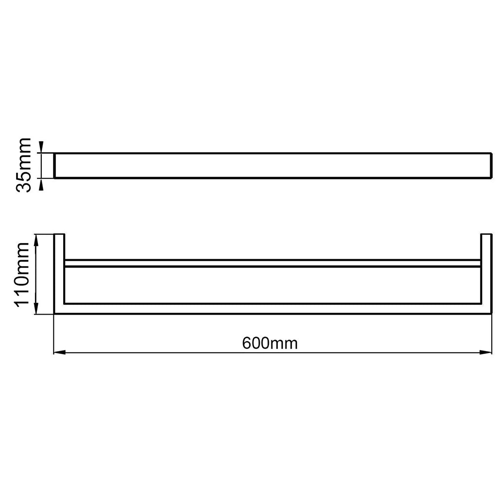 IVANO Series Square Black Double Towel Rail 600mm-YT Bathroom