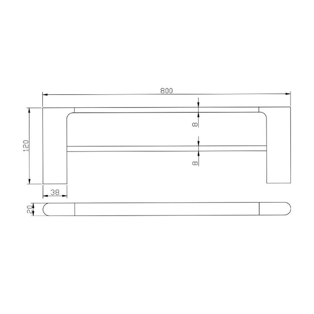 AU Chrome Double Towel Rail 800mm-YT Bathroom