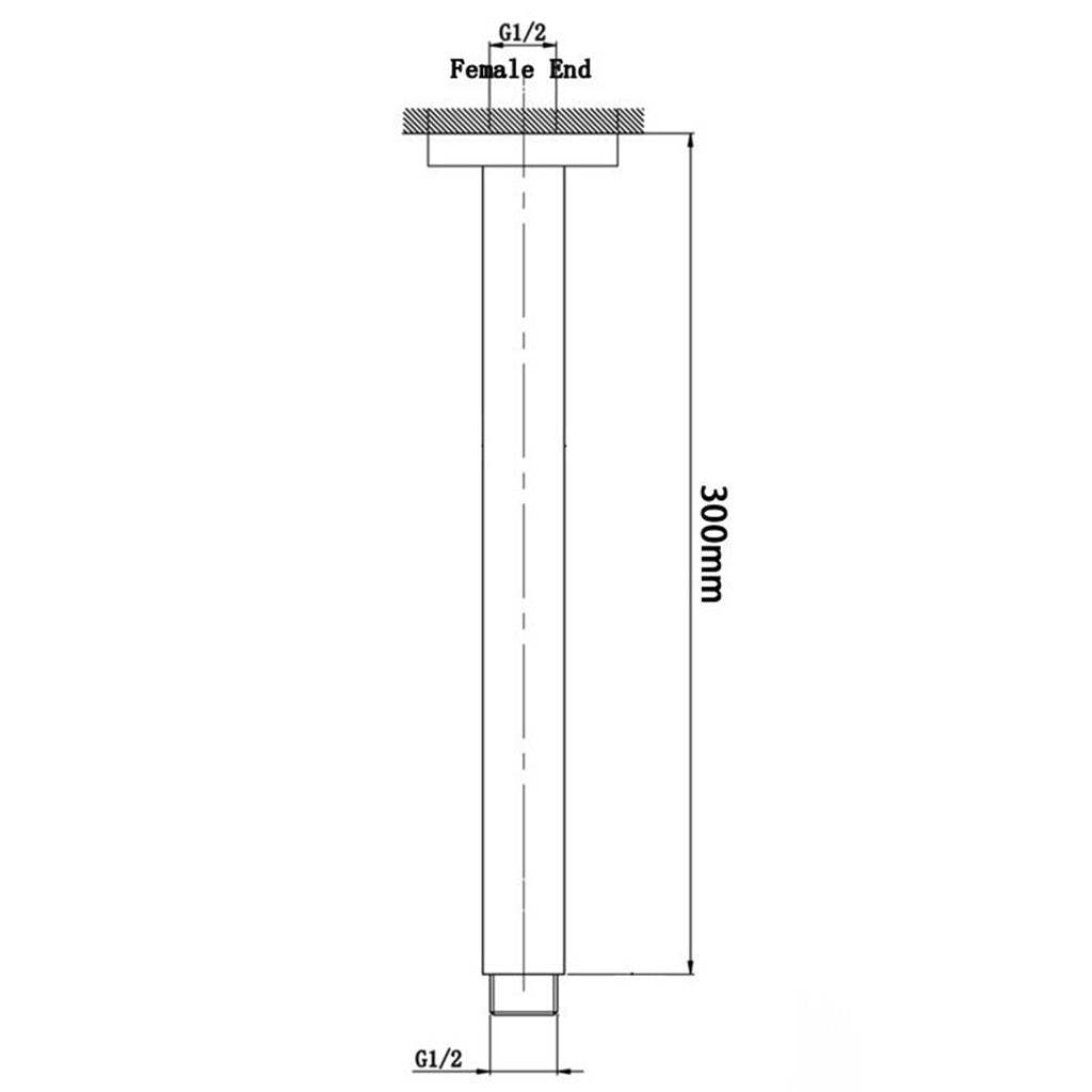 Square Brushed Brass Ceiling Shower Arm 300mm-YT Bathroom