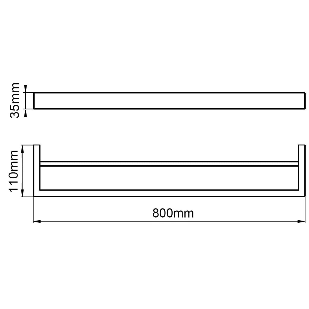 IVANO Series Square Black Double Towel Rail 800mm Back Delete-YT Bathroom