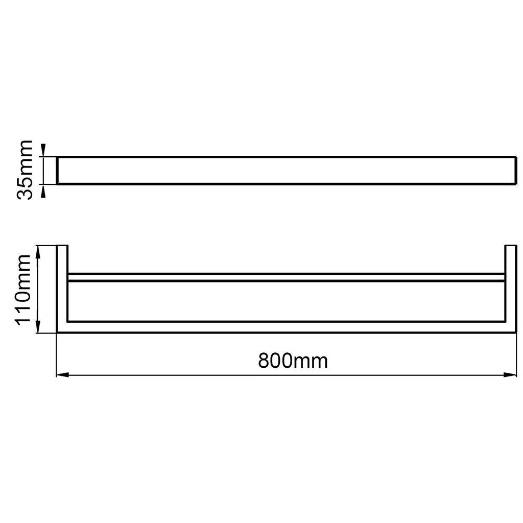IVANO Series Square Black Double Towel Rail 800mm Back Delete-YT Bathroom