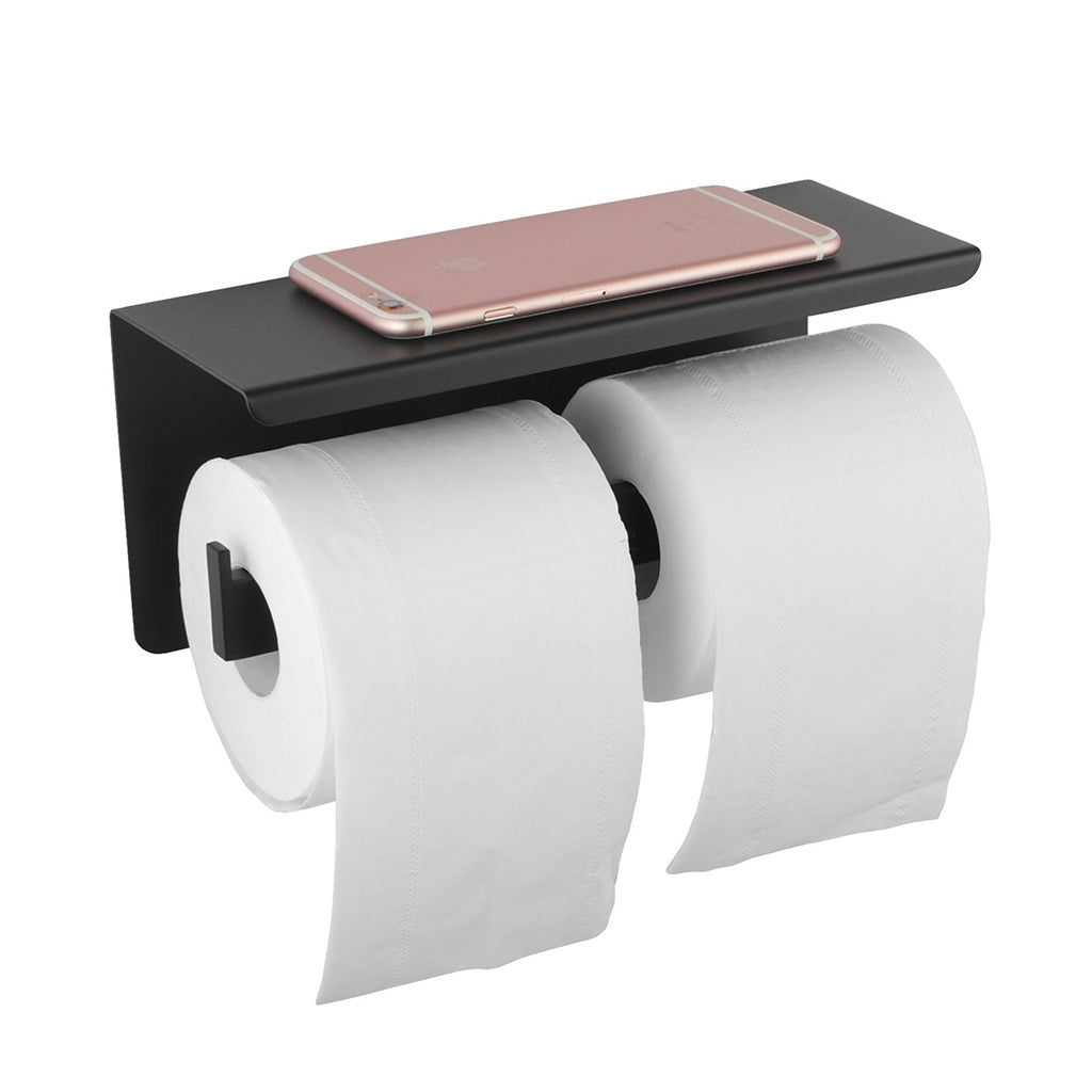 IVANO Series Black Double Toilet Paper Holder with Cover-YT Bathroom