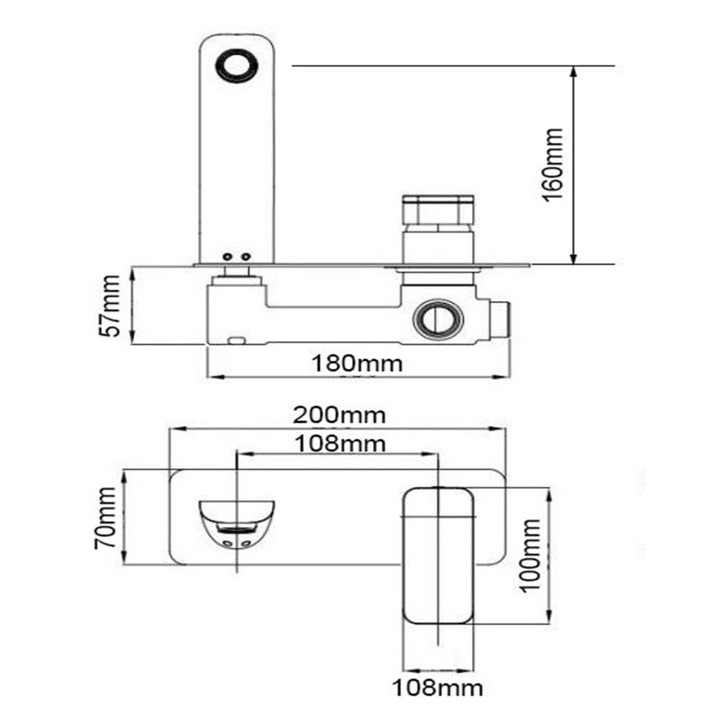 IVANO Series Black Bathtub/Basin Wall Mixer With Spout(color up)(extension part)-YT Bathroom