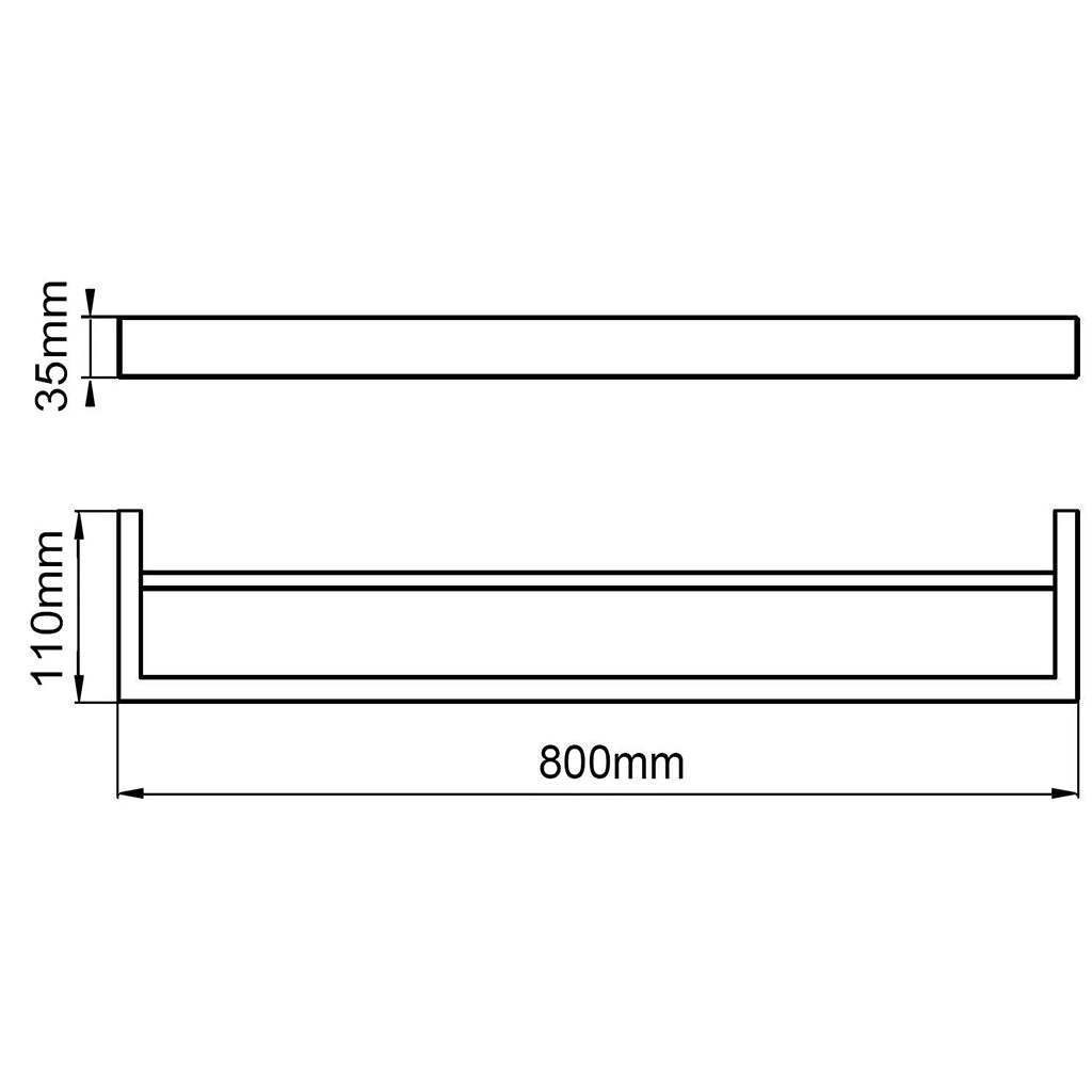 IVANO Series Square Chrome Double Towel Rail 800mm-YT Bathroom