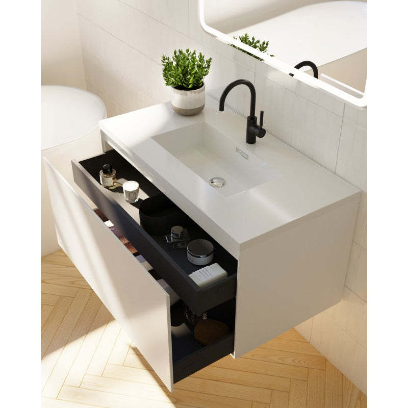 BelBagno PRADO GLOSS WHITE 900MM WALL HUNG-YT Bathroom