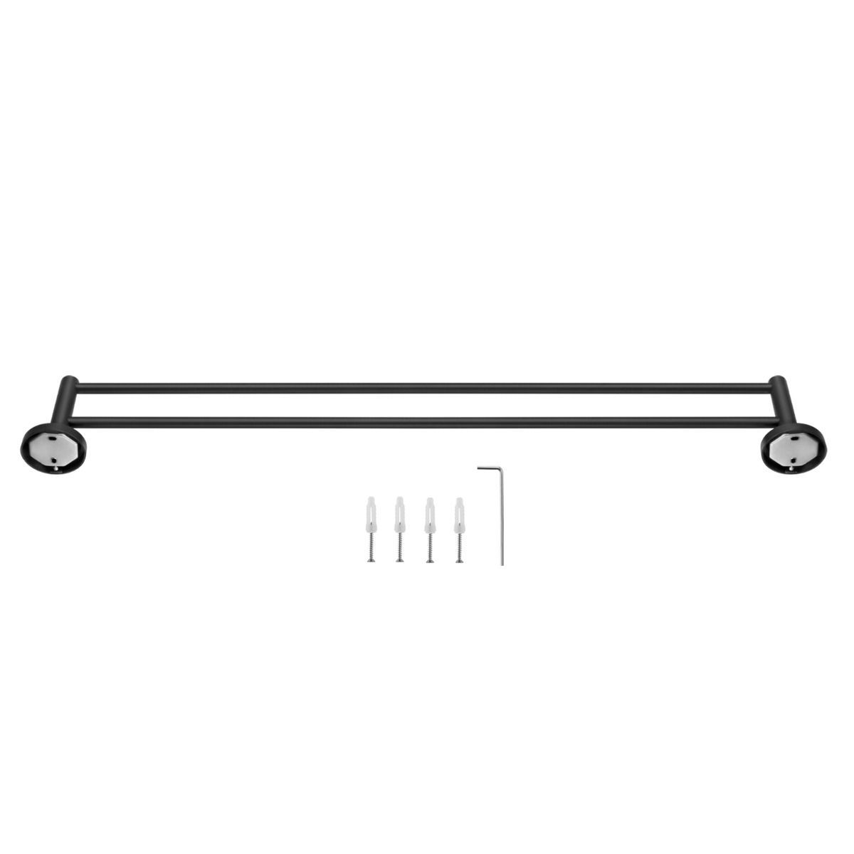 LUCID PIN Round Black Double Towel Rack Rail 800mm