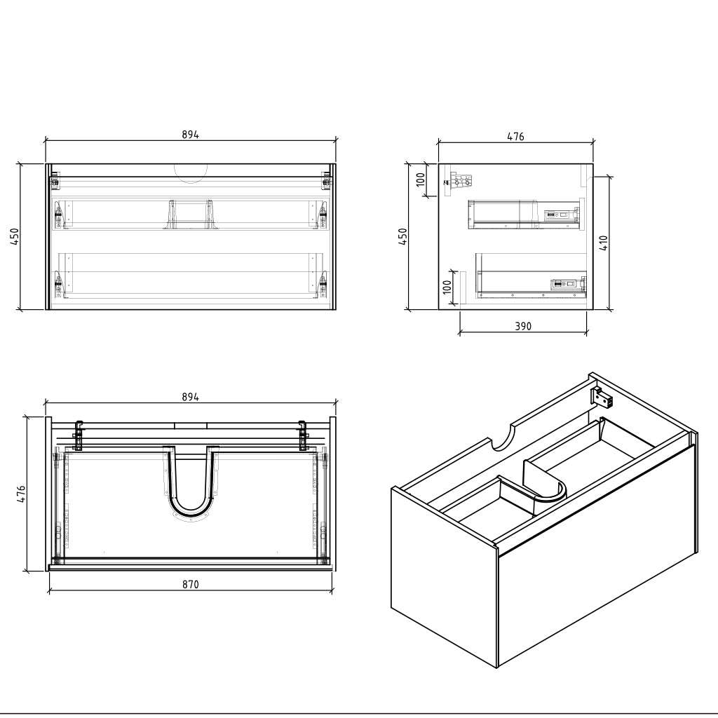 BelBagno PRADO GLOSS WHITE 900MM WALL HUNG-YT Bathroom