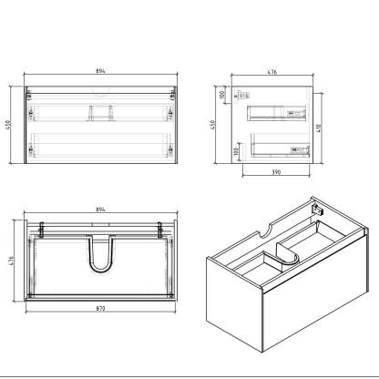 BelBagno PRADO GLOSS WHITE 900MM WALL HUNG-YT Bathroom