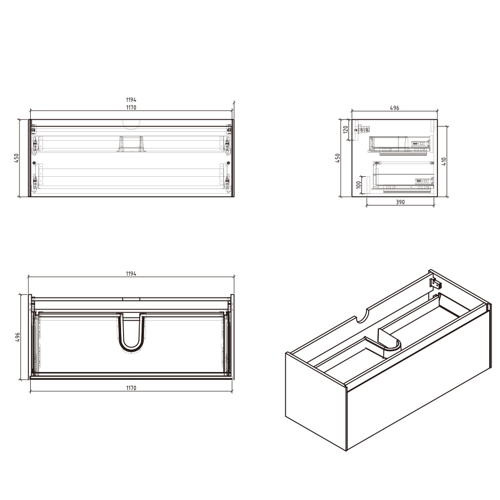 BelBagno Prado 1200mm Wall Hung Vanity Glossy White One Drawers One Tap Hole