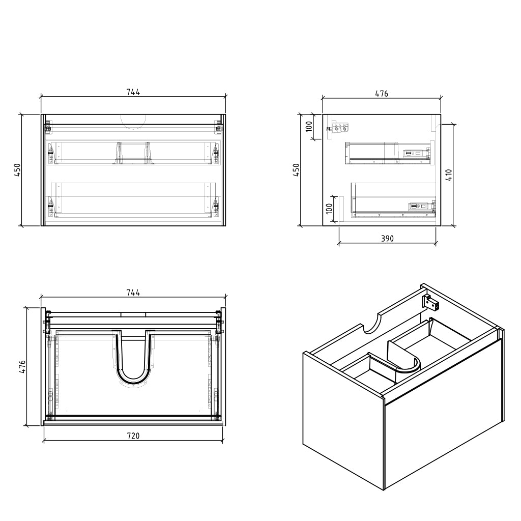BelBagno Prado 750mm Wall Hung Vanity Maple Oak One Drawers One Tap Hole